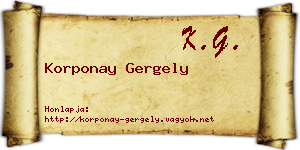 Korponay Gergely névjegykártya